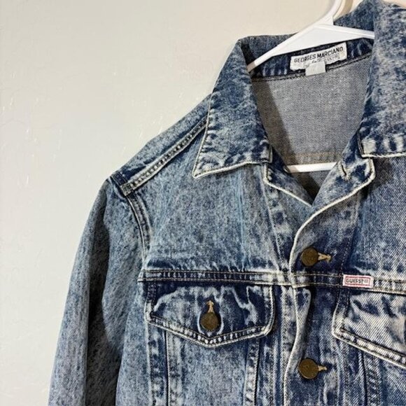 Vintage Georges Marciano Guess Jacket Mens Medium Acid Wash Denim Trucker USA - Picture 2 of 10